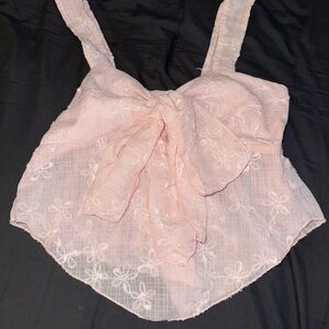 SHEIN Pink Floral Lace Camisole with Bow